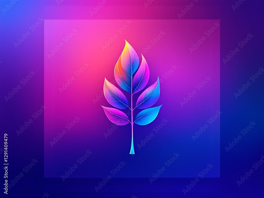 Poster gradient leaf illustration on a vibrant background for creative projects and design applications