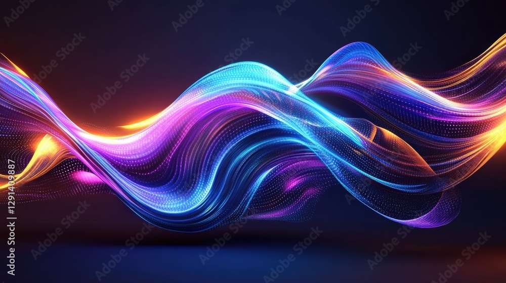 Poster abstract wave lines background with smooth curves and gradient colors in dynamic composition
