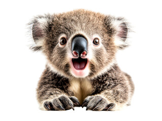 Fototapeta premium Adorable Young Koala with Smiling Expression Isolate on Transparent Background, cutout, png