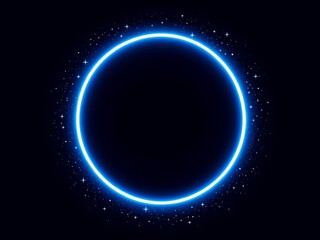 Obraz premium Luminous Blue Circle Frame Against Starry Galaxy Backdrop for Futuristic Glow Design Elements