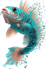 Fototapeta premium Animals, Fish, Cartoon, Art, Printable Image, with White Background, for Stickers, T-Shirt Print, Cap, Mug, Slipper, Mousepad