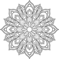 Outline Mandala for Coloring Book Page. Oriental Mandala vector. Mandala Coloring book line art vector illustration. Vector abstract mandala