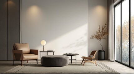 Fondo interior de una casa moderna sala de estar minimalista.