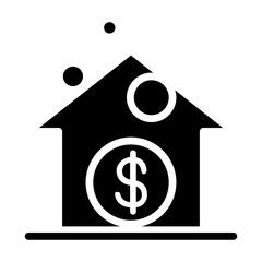 Real estate investment icon in glyph style