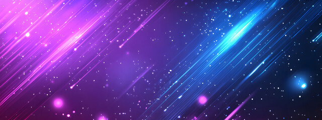 Fototapeta premium Blue and purple background with a gradient, diagonal lines of light and stars 
