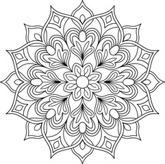 Outline Mandala for Coloring Book Page. Oriental Mandala vector. Mandala Coloring book line art vector illustration. Vector abstract mandala