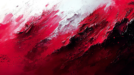 Bold Crimson and Silver Abstract Brushstroke Design with Halftone Patterns and Grunge Texture for Edgy Backgrounds
