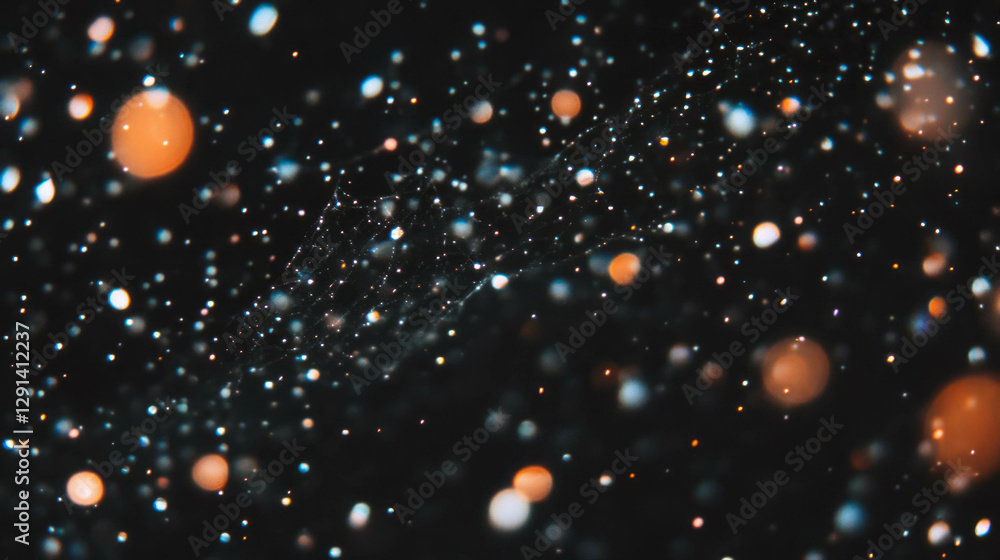 Aufkleber abstract background of spiderweb and glass elements with glowing particles