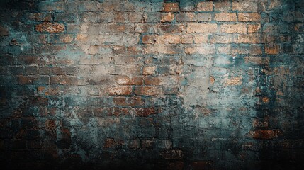 Obraz premium Aged textured brick wall with fading paint for backgrounds, layouts, artistic use