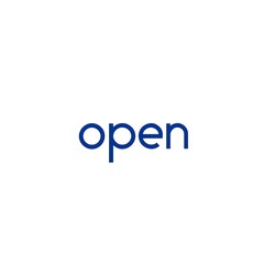 Open Sign Message in Dark Blue Hue Simple and Clear on a White Background for Service Indication