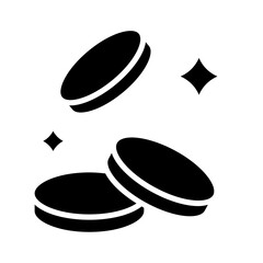Falling coin icon in glyph style