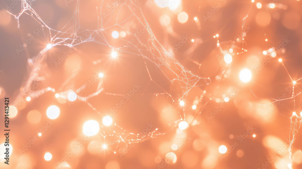 Poster enchanting spiderweb background illuminated by warm firelight for atmospheric design
