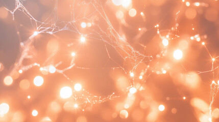 Enchanting spiderweb background illuminated by warm firelight for atmospheric design