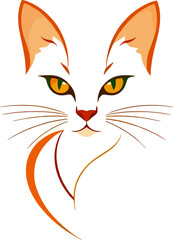 A beautifully crafted minimalist cat illustration featuring a sleek and elegant feline face with expressive amber eyes. Designed with smooth lines and warm color tones, this digital artwork is perfect