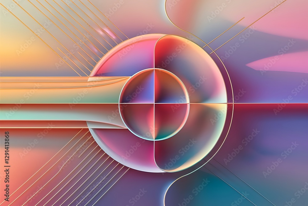 Poster gradient geometry minimalist fusion of lines and circles crafting serene captivating abstract backgr