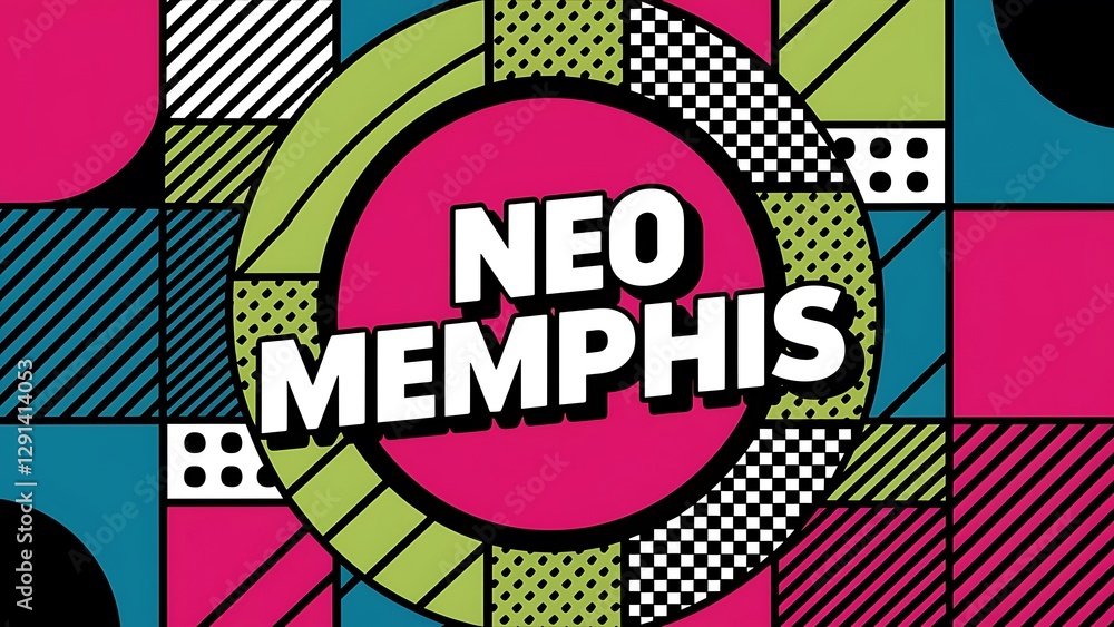 Poster neo memphis geometric pattern with circles squares and lines pop art abstract background for covers 