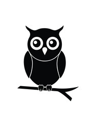Cute Black and White Owl Silhouette on Branch
