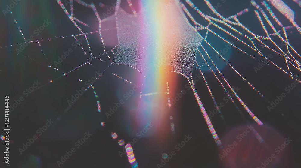 Poster rainbow light reflections on spiderweb background for abstract design