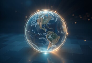Fototapeta premium Earth in Space with City Lights and a Starry Sky