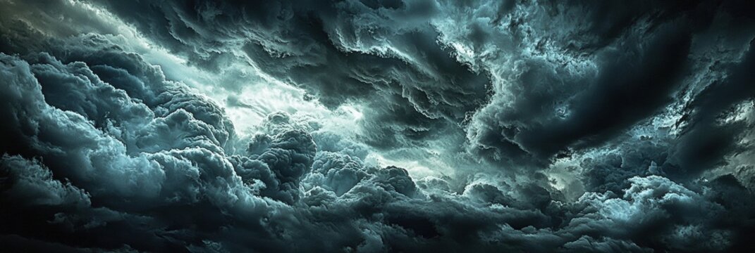 Ominous sky filled with an endless sea of dark rolling clouds