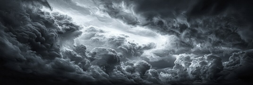 Ominous sky filled with an endless sea of dark rolling clouds