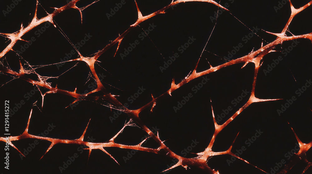 Aufkleber Intricate spiderweb on thorny branches background for design projects