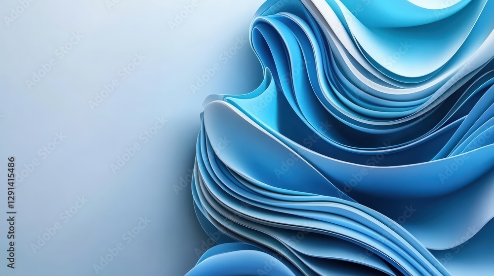 Poster abstract blue background with curved lines and shapes creating a modern design pattern