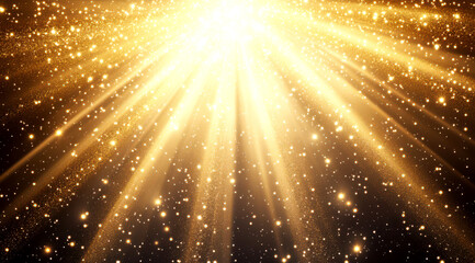 Obraz premium Bright Radiant Light Rays Illuminating Sparkling Glitter Stars Background