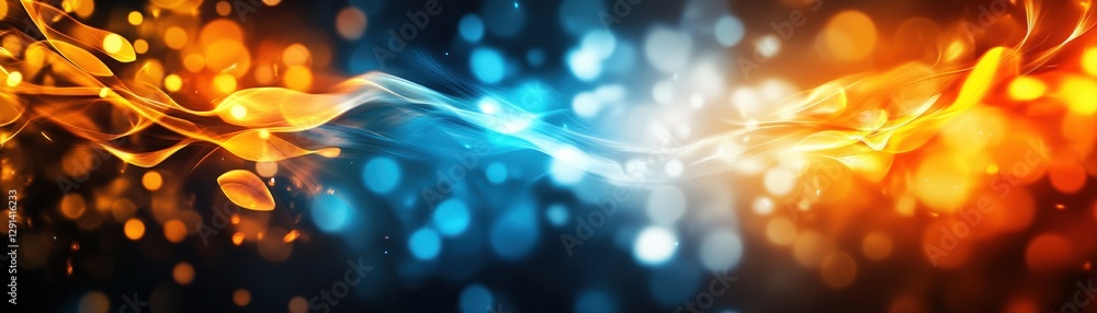 Poster abstract background with glowing lights and a blurred photo effect for creative design projects