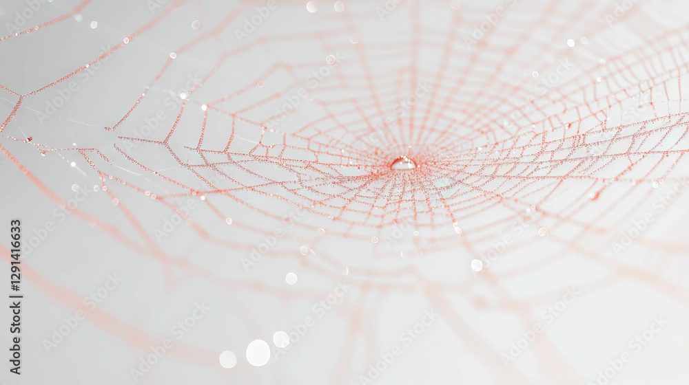 Poster delicate spiderweb with dew drops