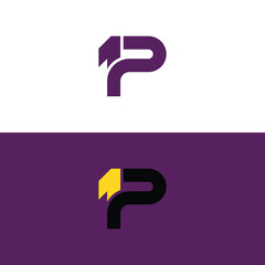 Abstract letter P, 1P initial, one piece, 1 piece minimal clean modern vector