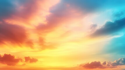 Fototapeta premium Sunset over calm water with silhouette of a boat and cloudy sky reflections in the background