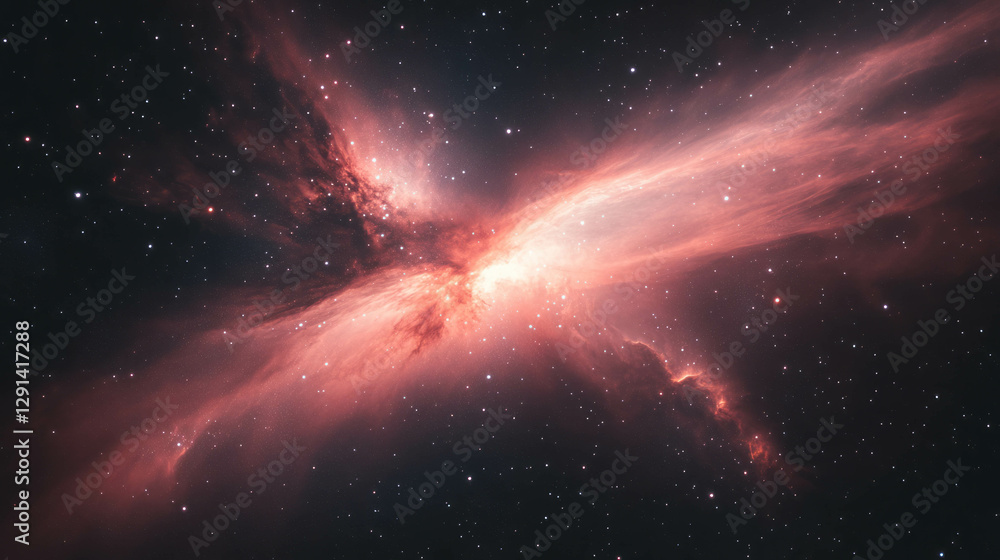 Poster cosmic starburst in a nebular region for astronomical art and space design