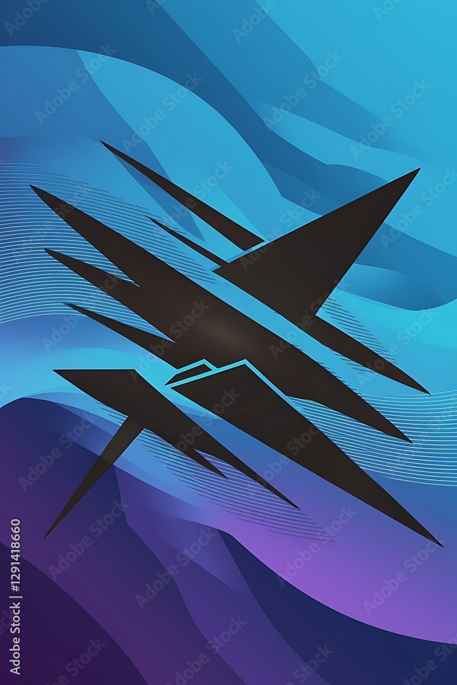 Poster abstract wave background dynamic geometric shapes composition simple modern design futuristic banner