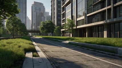 Fototapeta premium Urban Oasis, City Greenery, Nature's Sidewalk