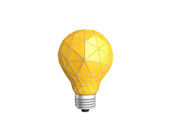 3D Polygonal Yellow Lightbulb Representing Innovation