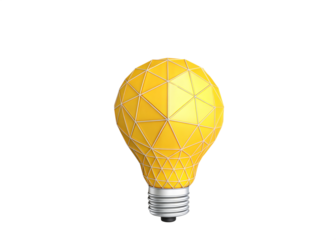 3D Polygonal Yellow Lightbulb Representing Innovation