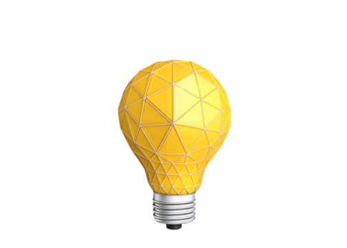 3D Polygonal Yellow Lightbulb Representing Innovation