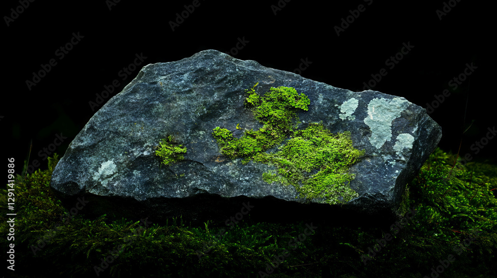 Aufkleber natural stone surface with vibrant moss growth for rustic design and nature themes