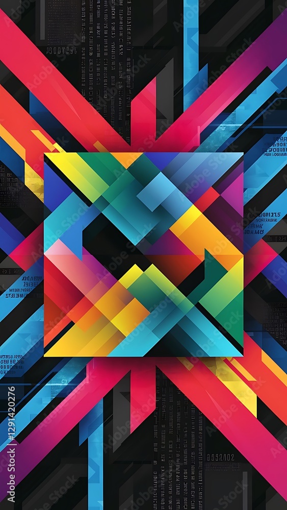 Poster color square composition with text geometric abstract background vector illustration