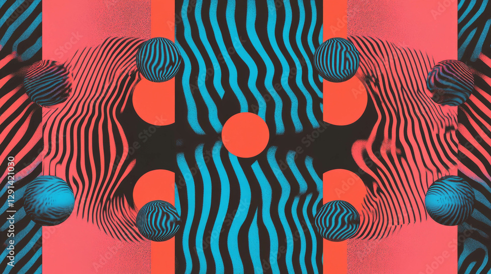 Poster abstract striped patterns with vibrant shapes for modern design projects