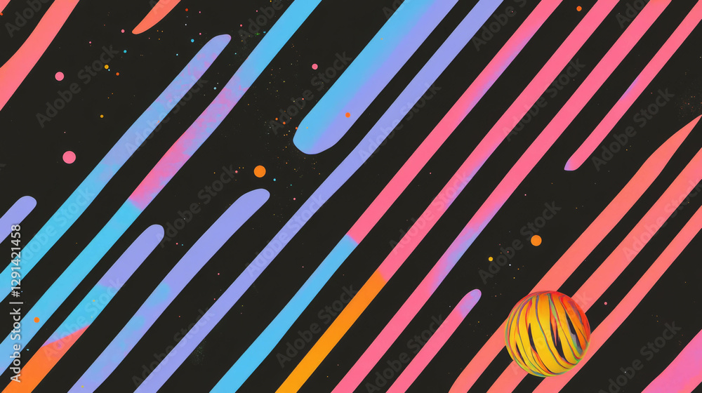 Poster Vibrant abstract background with colorful striped patterns and diagonal lines design