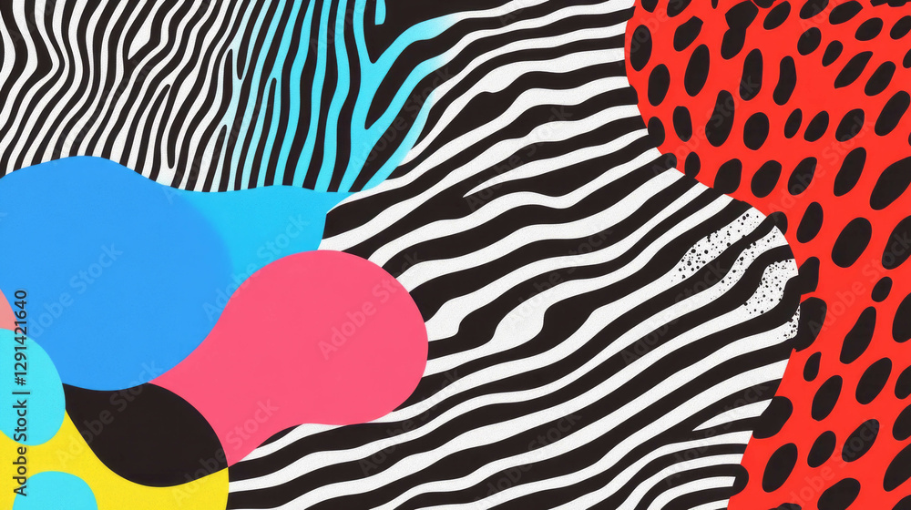 Poster vibrant abstract background with stripes and squiggles for creative design