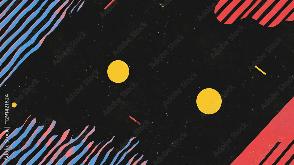 Poster Abstract background with striped patterns and zigzag lines in bold colors for graphic design