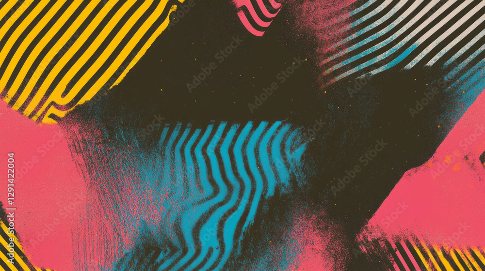 Fototapete abstract background with vibrant striped patterns and zigzag lines for contemporary design