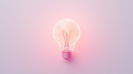 Illuminated lightbulb on pastel background