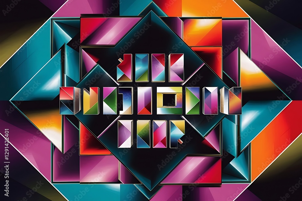 Poster color square composition with text geometric abstract background vector illustration