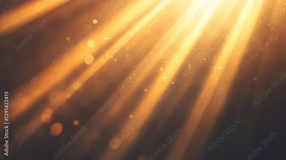 Poster radiant sunlight streaming through abstract shapes with glowing particles