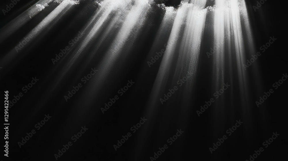 Poster Sunlight rays illuminating dark background for atmospheric design