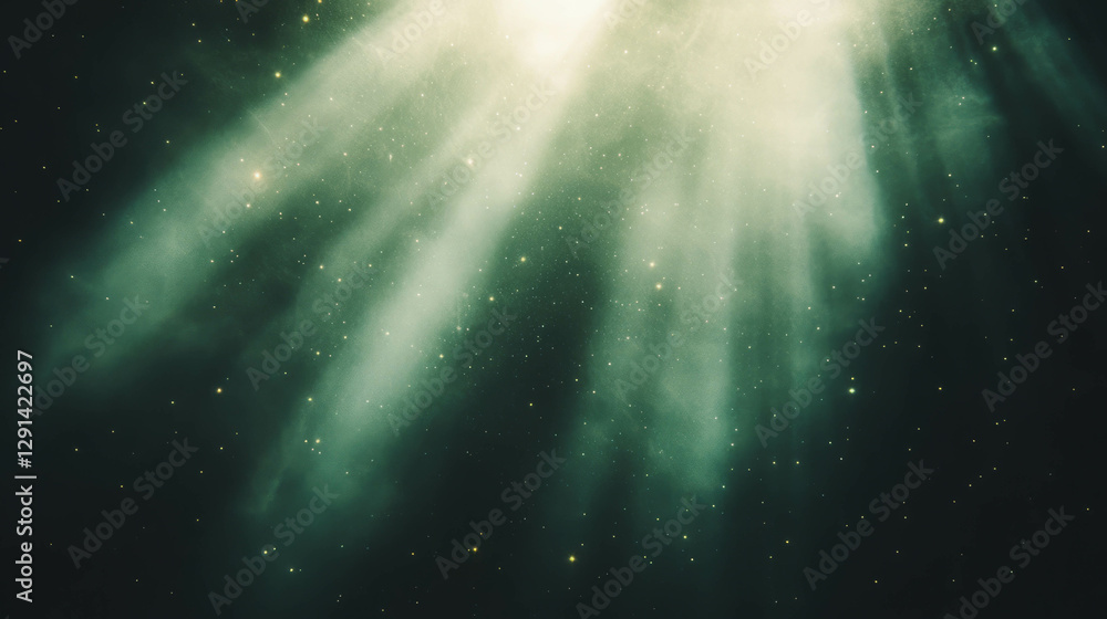 Poster ethereal sunlight beaming through dusty atmosphere for mystical background design